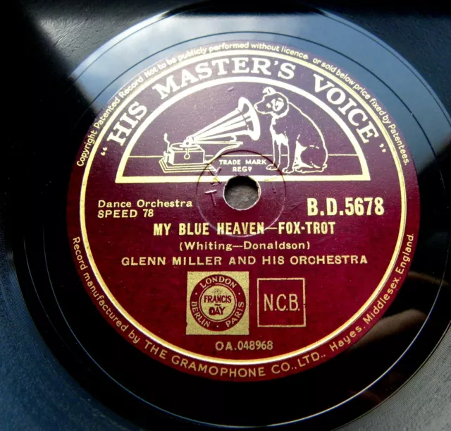 0053/ GLENN MILLER-My blue heaven-SWING 1940 mit SOLISTIK-Frensi-78rpm Schellack