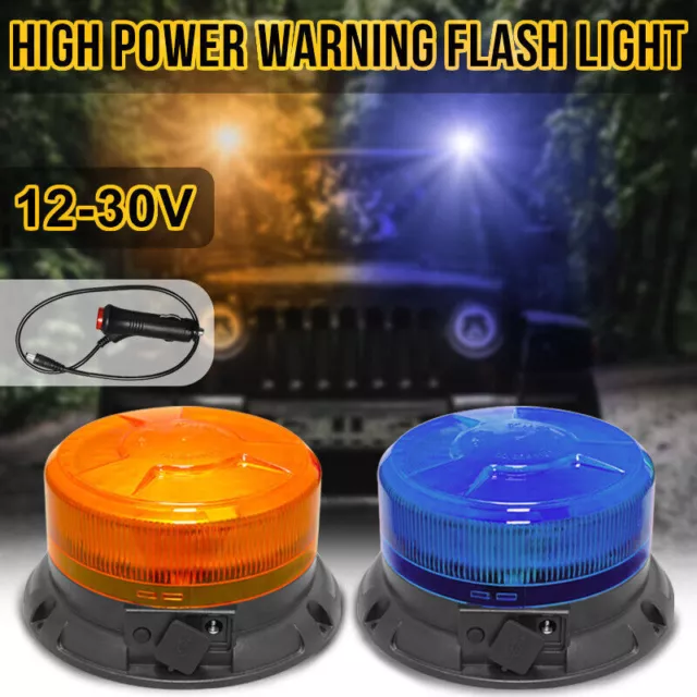 Led Strobe Light Wireless Emergency Magnetic Flashing Warning Beacon Amber Blue