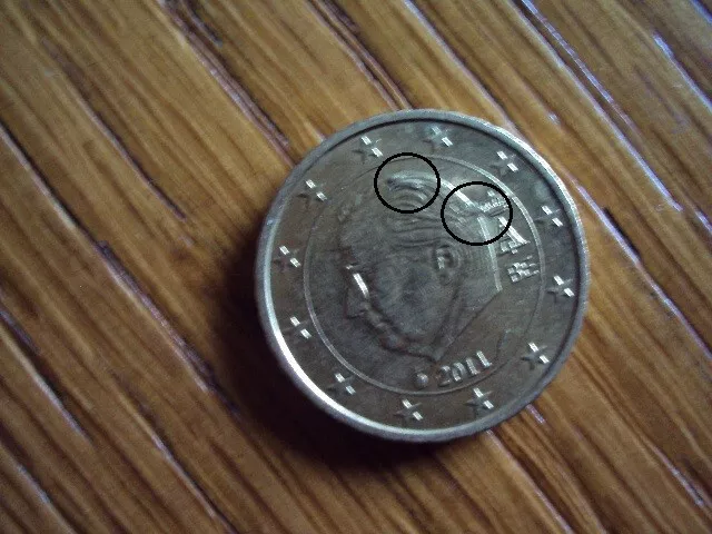 pièce euro fautée 10 centimes belgique 2011 bavures