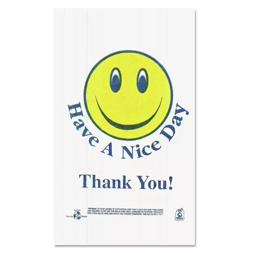 Barnes Paper Company T16SMILEY 11.5 in. x 21 in. Shopping Bags (900/Carton) New