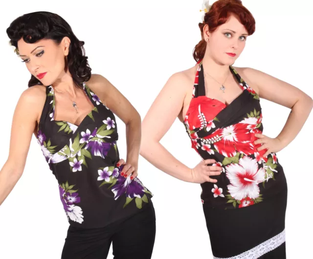 Hawaii pin up Hibiskus Neckholder rockabilly Hibiskusblüten Corsagen Top