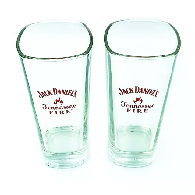 2x Official Jack Daniels 2023 Whiskey Tennessee Fire Tall Highball Glasses -NEW 2