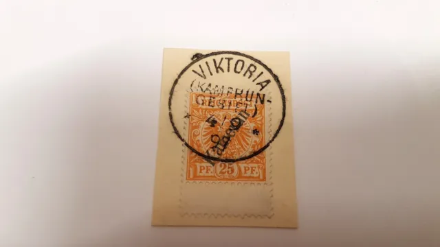Kamerun Deutsche Kolonie Mi. Nr.5a Viktoria 4.9.(18)97 auf Briefstück Geprüft
