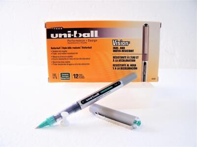 Uni-ball Vision Green Ink Fine Point Roller Ball Pen, 1-Dozen Pens, New (60386)