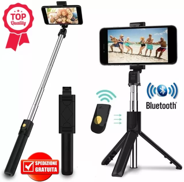 Bastone Asta Selfie 3 In 1 Treppiedi Telecomando Bluetooth Per Ios E Android
