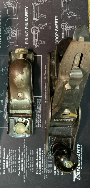 Vintage Stanley Plane Lot - No 3 + No 65 Knuckle Joint, Both Smooth Bottom