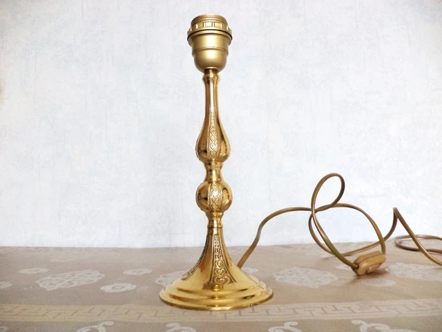 Lampe sur pied laiton et verre et tulipe vintage | Selency