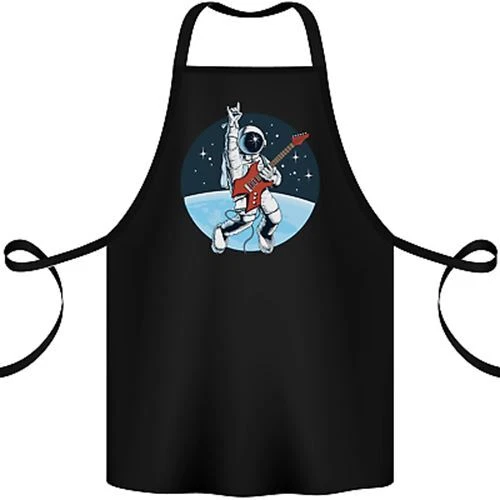 Space Rock Funny Astronaut Guitar Guitarist Cotton Apron 100% Organic