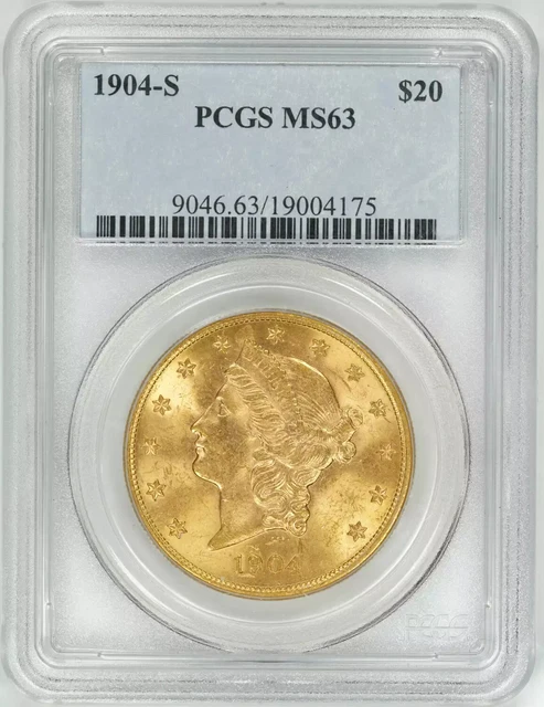 1904 S Liberty Head Double Eagle $20 Gold Pcgs Certified Ms 63 Mint Unc (175)