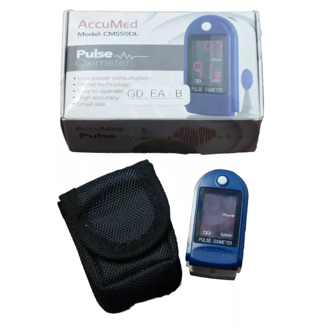 AccuMed CMS-50DL Fingertip Pulse Oximeter Finger Pulse SpO2 Monitor Blue. No Bat