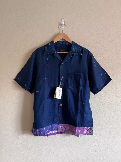 Kapital French Cloth Linen Bandana Remake Aloha Shirt - Size 3 - Indigo - NEW