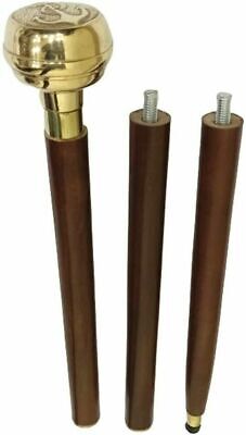 Nautical Brass Knob Handle Anchor Design Sticks in Wood Elegant Walking Cane