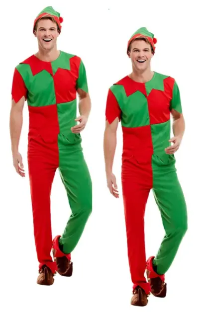 Elf Costume Unisex Uomo Adulto Vestito Natale Aiutante di Babbo Natale M-XL