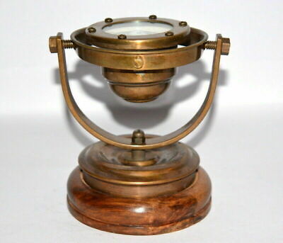 Antique brass nautical gimbal compass vintage ship's binnacle gimballed compass. 2