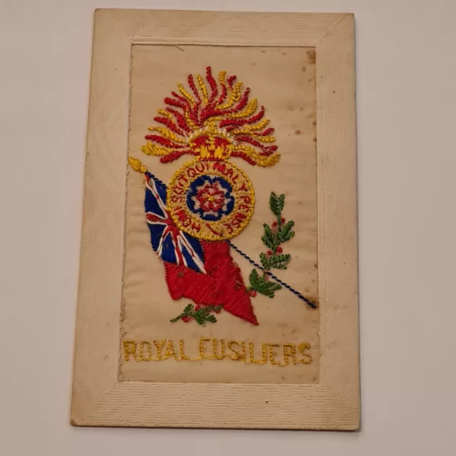 WW1 Royal Fusiliers Silk Embroidered Military Postcard 1916