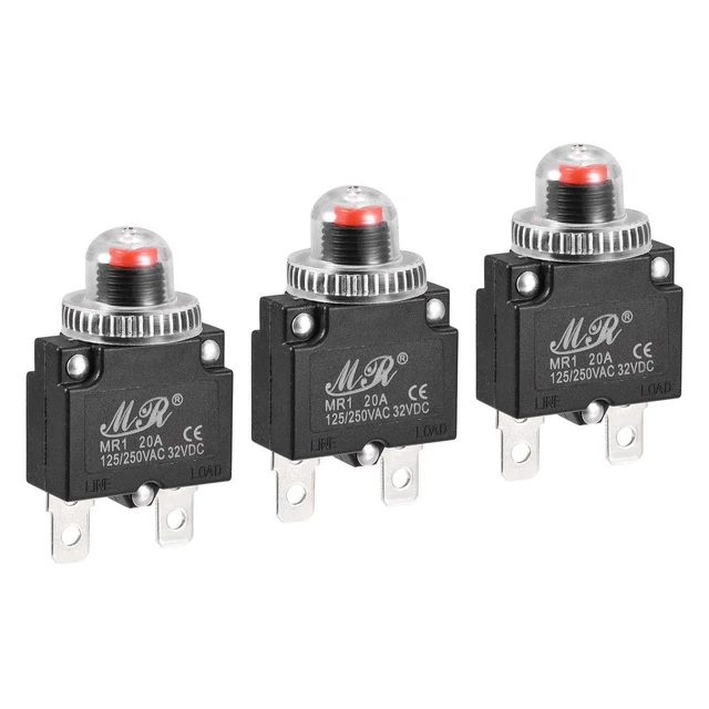 Circuito Sovraccarico Protettore 20A AC125/250V DC32V Premi Pulsante 3pz