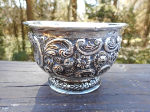 Ornate Antique Charles Stewart Harris Of London Sterling Silver Repousse Bowl