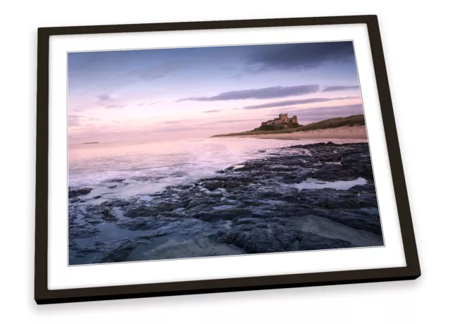 Bamburgh Castle Northumberland Pink FRAMED ART PRINT Picture Poster Artwork