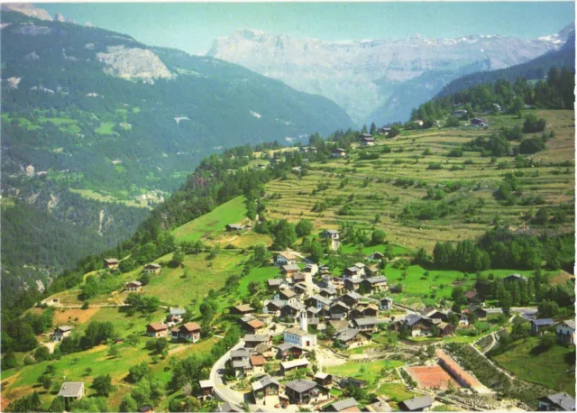 Bird's Eye View of Icogne and The Lienne Valley, Valais, Switzerland Postcard