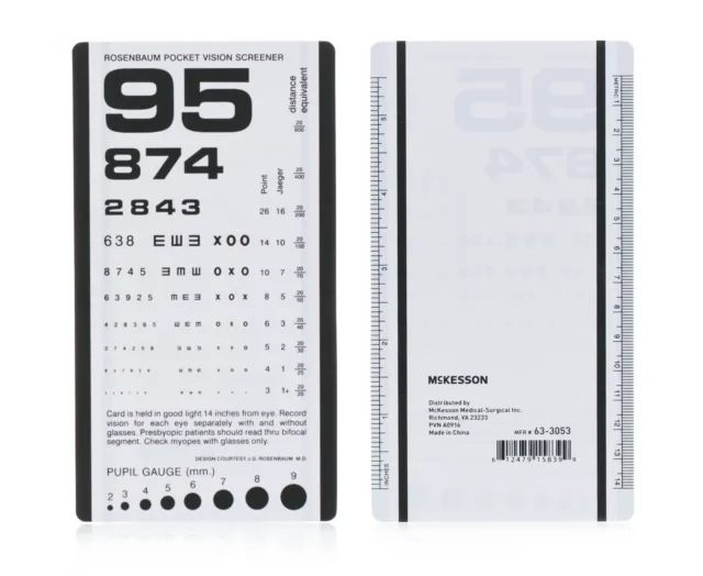 McKesson 14 Inch Distance Handheld Eye Chart Letter Number