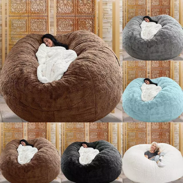 Microsuede Foam Giant Bean Bag Cover Memory Living Room Chair Lazy