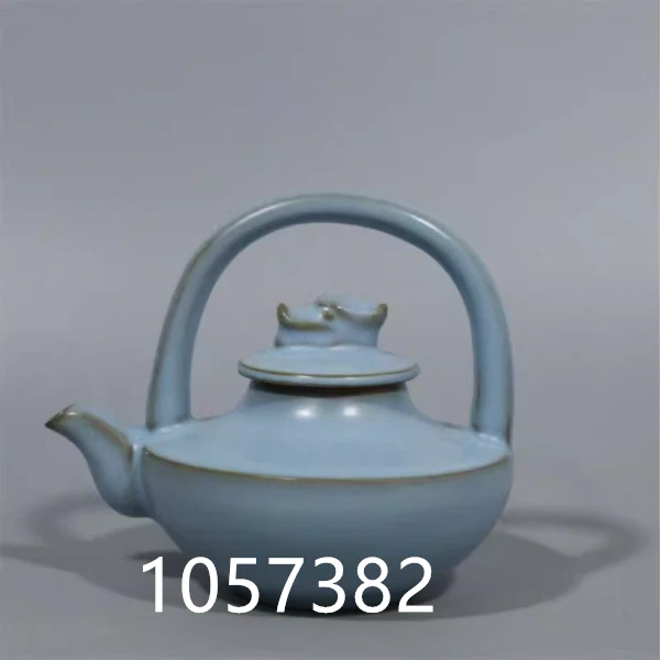 5.7"Treasure Chinese Porcelain Song dynasty Ru Kiln Iron Tyred Lifting Beam Pot