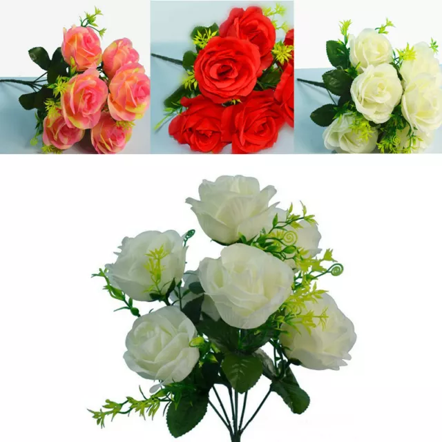 Big beautiful artificial flower bunch Big rose silk fake flowers Bouquet roses 2