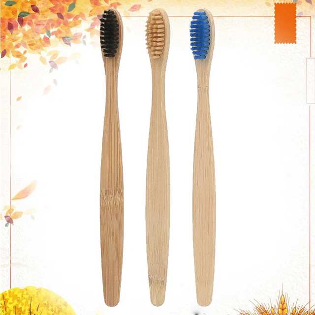 3 pz spazzolini da denti ecologici legno campeggio bambini morbidi