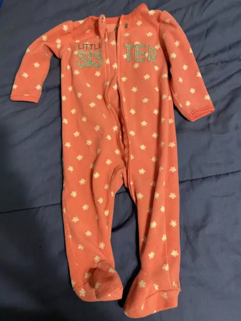 Child of Mine Baby Girl Footie Pajamas “Little Sister"  Full Zip 3-6M