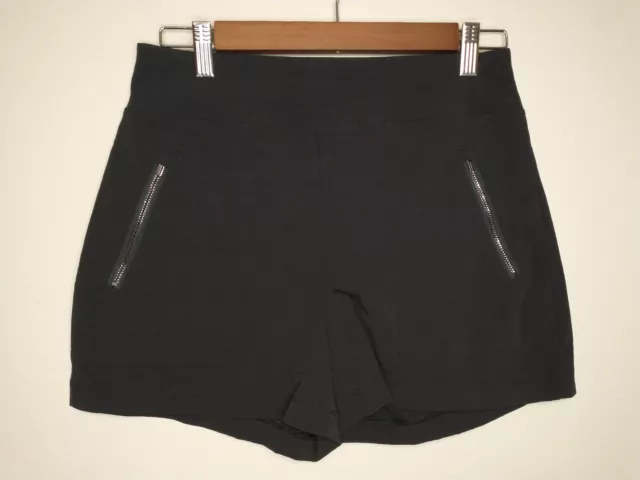 Athleta Women's Black Athletic Shorts Size 4 Front Zippered Pockets Ripstop