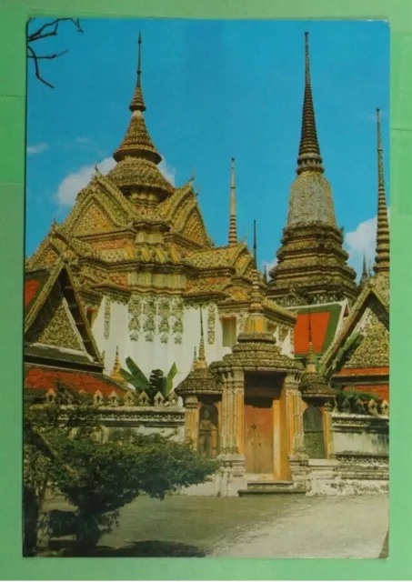 Siam Thailand Bangkok Temple Postcard Rppc Airmail To Usa - Top -