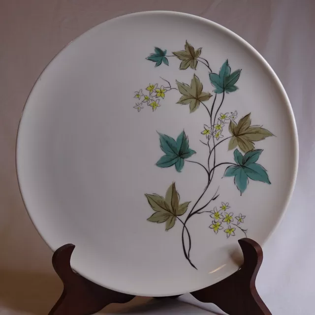 Carefree True China Syracuse Woodbine Dinner Plate Turquoise  Green Leaves 10"