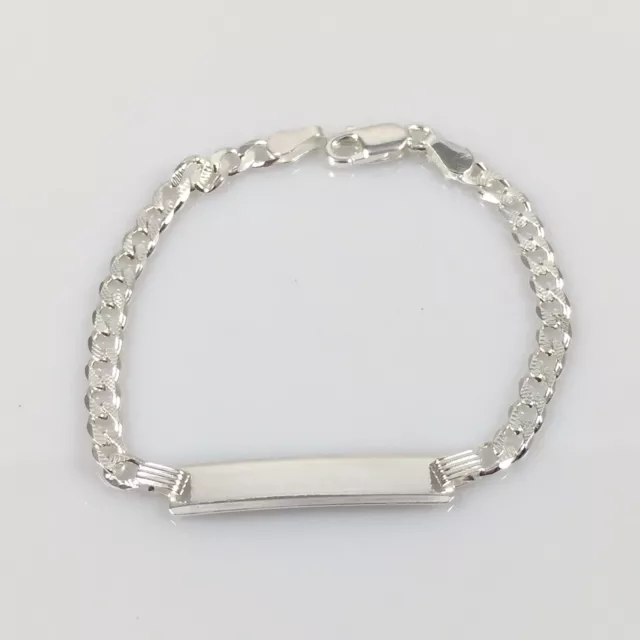 925 Sterling Silver Solid Christening Personalised Baby Curb ID Bracelet 5.5"