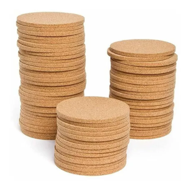 100% Natural DIY Plain Round Cork Coasters Table Cup Dining 95mm diam/4mm thick