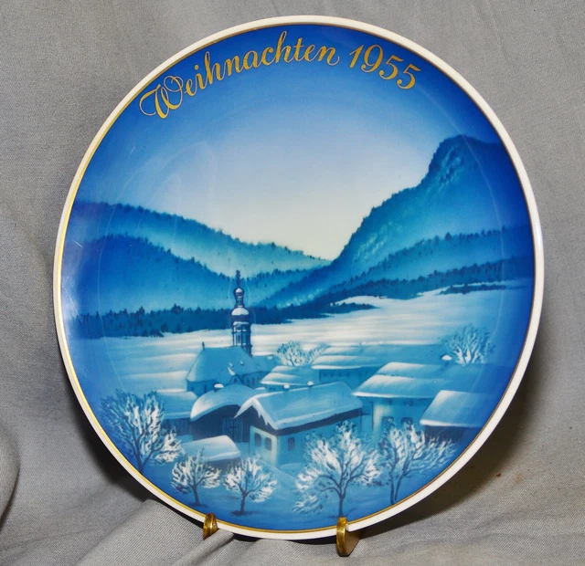 Piatto Natale Rosenthal, 1955, " Dorfweihnacht ", Willy Hein, Dipinti Mano