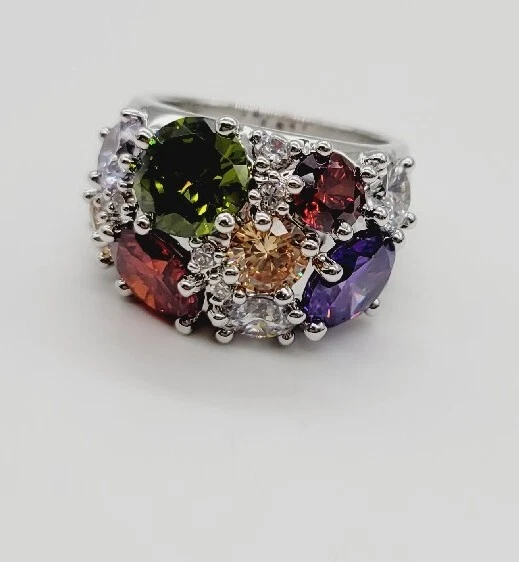 Avon Ring Dare to Dazzle Size 10 Cocktail Ring 2011 Avon Silver tone #11