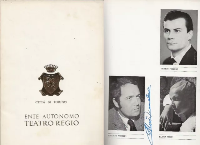 Autografo Alberto Rinaldi Programma Teatro Regio Torino 1970