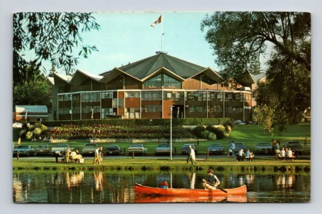 Stratford Festival Theatre Ontario Canada River Reflections Canoe Flag Postcard