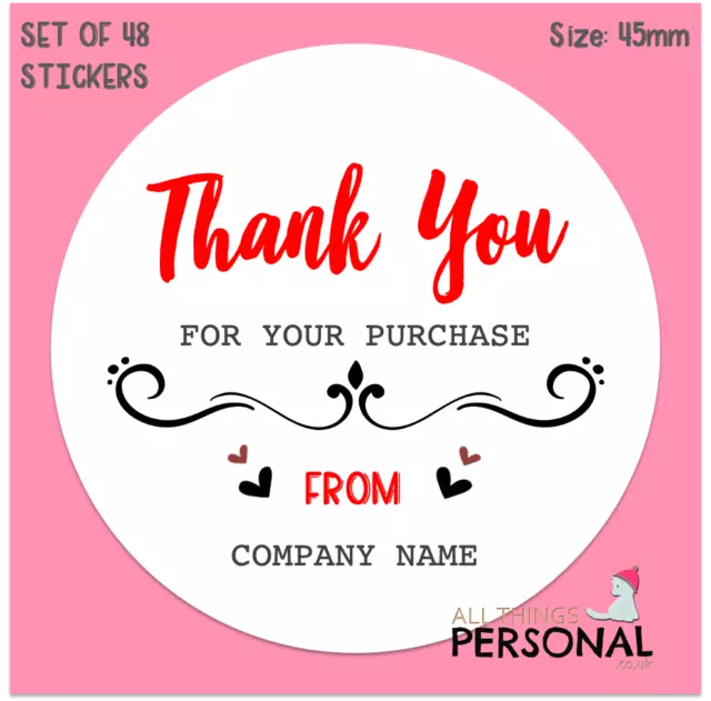 Personalised Thank You for Order Business Name Stickers Seals Labels Address x48