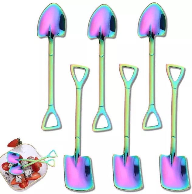 6 Pcs Rainbow Stainless Steel Ice Cream Spade Spoon Spoon Coffee Spoon Stirring