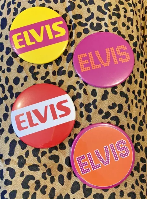 Genuine Elvis 2022 Movie Film Props Big Tin Fan Badge Set *Screen Featured* Nm!