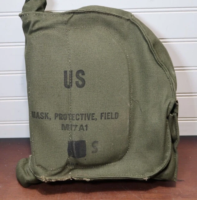 Vtg  M17 A1 US Military Gas Mask replacement Canvas field Bag