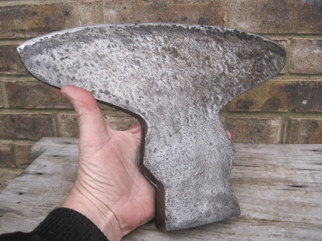 Large 13" Antique 19th Century Hand Forged Hewing Broad Axe Head Restored