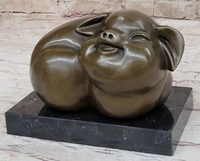 Vintage Pig Statue in Bronze Quirky Animal Sculpture Retro Farmyard Piece Deal