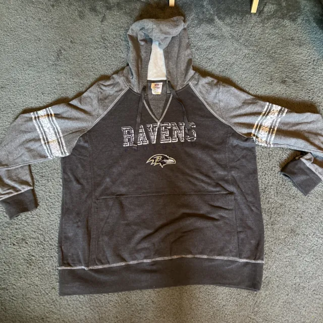 Baltimore Ravens Womens Hoodie V-Neck Hooded Sweatshirt 3XL- NFL