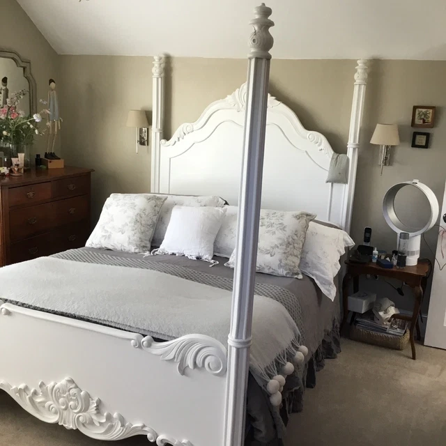 FOUR POSTER ANTIQUE French Style King Size Bed £475.00 PicClick UK