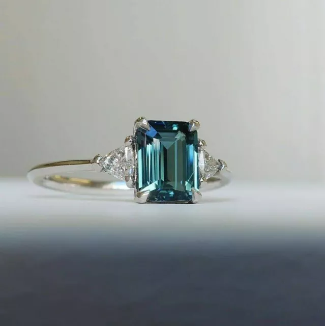 Certified Natural  Teal Sapphire 925Sterling Silver Handmade Ring Gift Free Ship