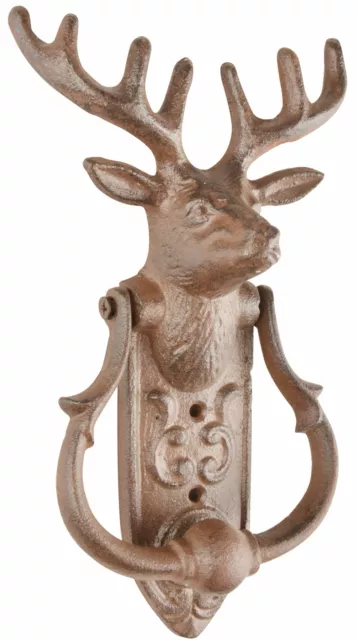 Esschert Design Cerf Heurtoir de Porte Maison Campagne Fonte Braun Métal Tête