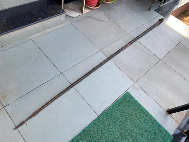 1700'S Ancient Iron Hand Forged Snake Figure Spear Wood Handle Lance End Rare