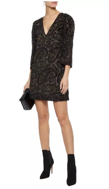 ❤️Beautiful Alice And Olivia Gold Riska Burnout Dress $695 Size 2